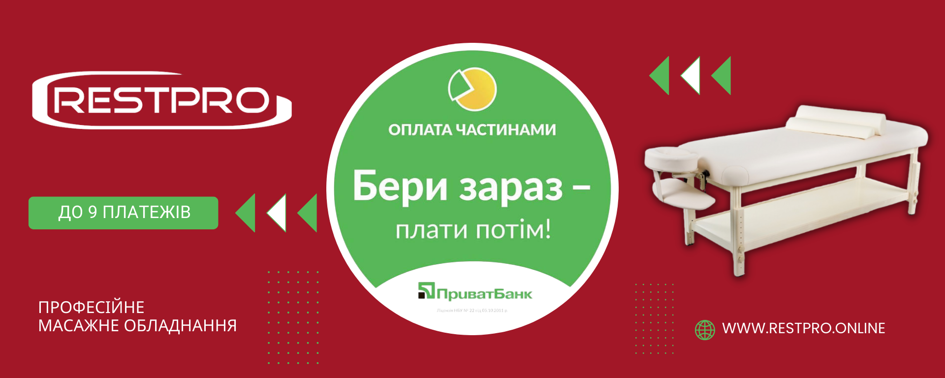 Купити масажний стіл в оплату частинами від ПриватБанк